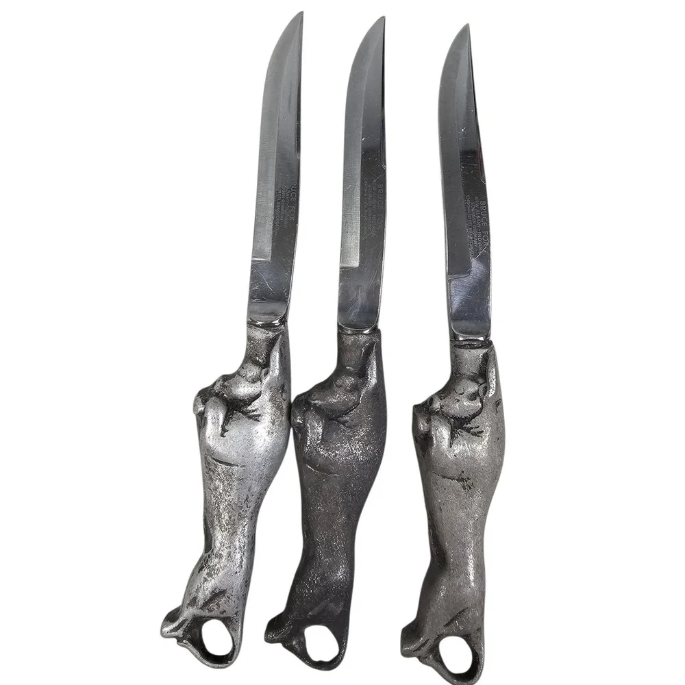 Vintage Bruce Fox Solingen Chrome Steel‎ Charging Bull Knife and Fork Set 6pc